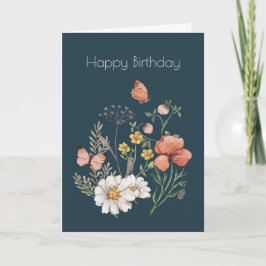 Botaniska Wildblomblomman Flower Boho Birthday Kort