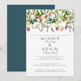 Botaniska Wildblomman Bröllop Inbjudningar