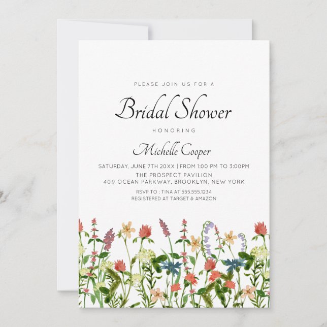 Botaniska Wildblomman Inbjudningskort för möhippan (Framsida)