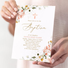 Botaniska Wildblommor Baptism Christening Inbjudningar