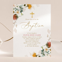 Botaniska Wildblommor Baptism Christening Inbjudningar