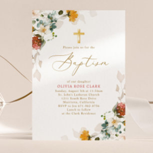 Botaniska Wildblommor Baptism Christening Inbjudningar