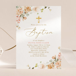 Botaniska Wildblommor Baptism Christening Inbjudningar