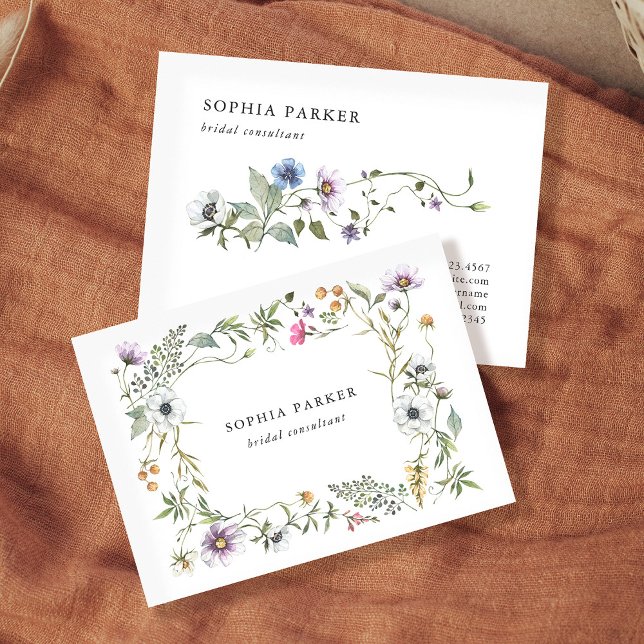 Botaniska Wildblommor | Girly och Elegant Visitkort (Elegant and feminine wildflower business cards)