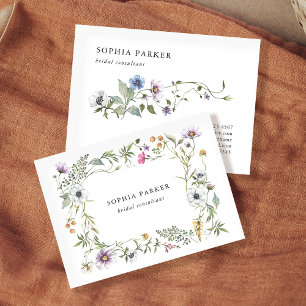 Botaniska Wildblommor Girly och Elegant Visitkort