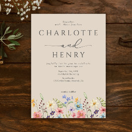 Botaniska Wildblommor Simple Garden Wedding Inbjudningar