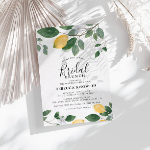 Botaniskt akvarell citron & grönskaBröllopsbrunch Inbjudningar