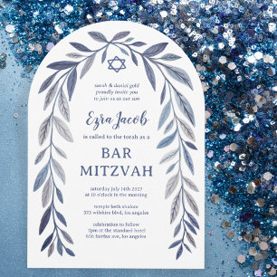 Botaniskt akvarell CUSTOM Bar Bat Mitzvah valv Inbjudningar