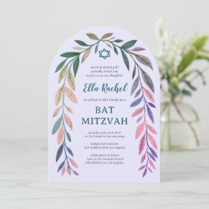 Botaniskt akvarell CUSTOM Bar Bat Mitzvah valv Inbjudningar