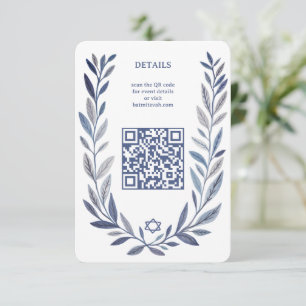 Botaniskt akvarell CUSTOM QR Bar Mitzvah Tilläggskort