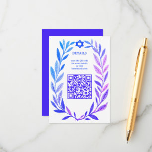 Botaniskt akvarell CUSTOM QR Bar Mitzvah Tilläggskort