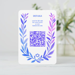 Botaniskt akvarell CUSTOM QR Bar Mitzvah Tilläggskort