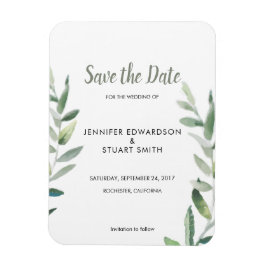 Botaniskt akvarell olivblad Save the Date Magnet