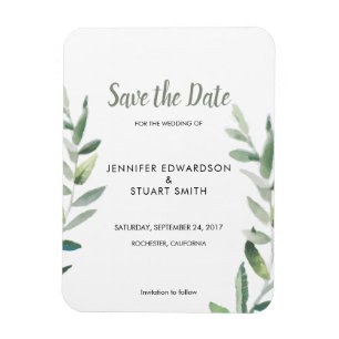 Botaniskt akvarell olivblad Save the Date Magnet