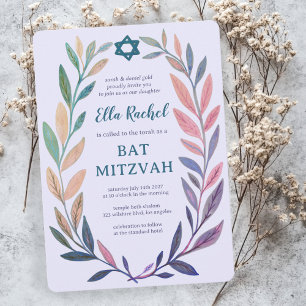 Botaniskt akvarell Stjärna av David Bar Bat Mitzva Inbjudningar