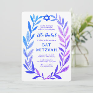 Botaniskt akvarell Stjärna av David Bar Bat Mitzva Inbjudningar