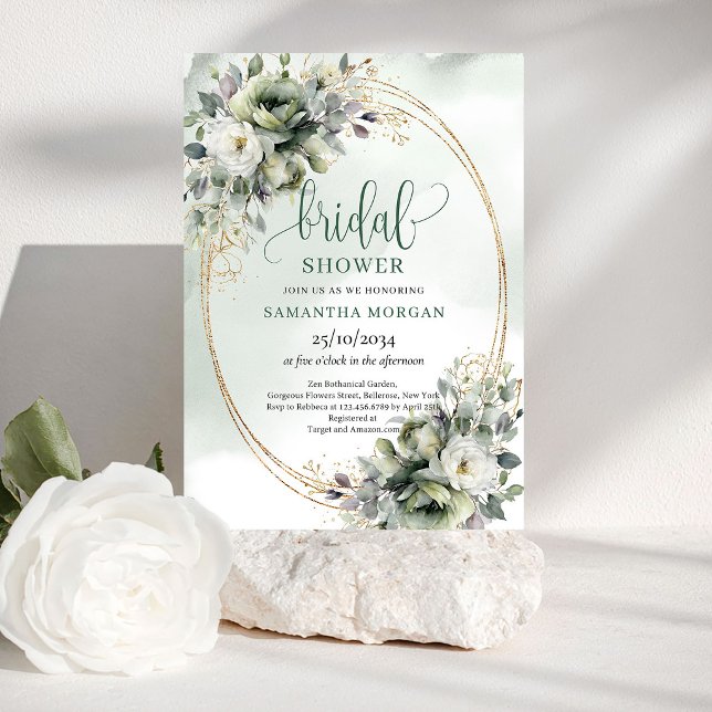 Botaniskt akvarellbröllopsfestinbjudande inbjudningar (Botanical Watercolor Bridal Shower Invitation)