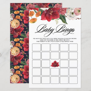 Botaniskt Amaryllis Baby Shower Bingo Spelkort