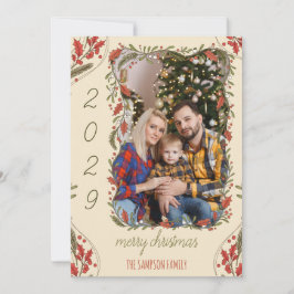 Botaniskt andetag - Anpassningsbar Familj Fotojul Julkort