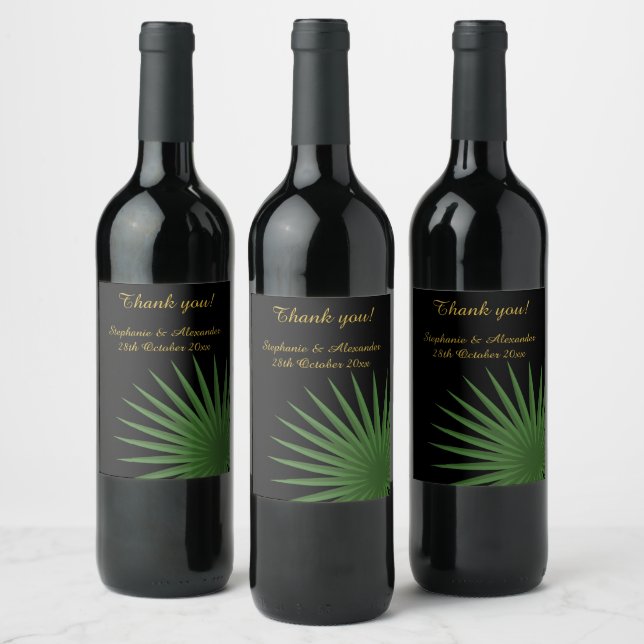 BOTANISKT ANPASSADE BLACK GRÖNT FERN VINFLASKA ETIKETT (Flaskor)