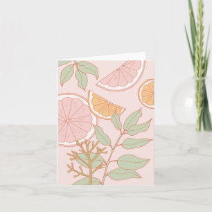 Botaniskt anteckningskort med citrus och Löv