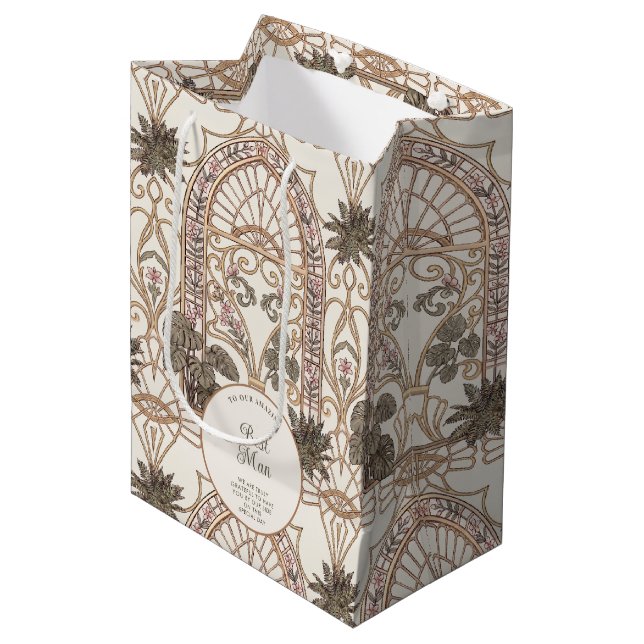 Botaniskt Art Nouveau-bröllop med glasmålning  (Framsidan Vinklad)