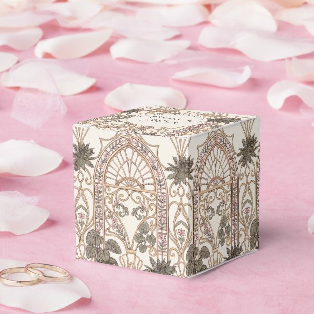 Botaniskt Art Nouveau-bröllop med glasmålning  Presentaskar (Bröllop)
