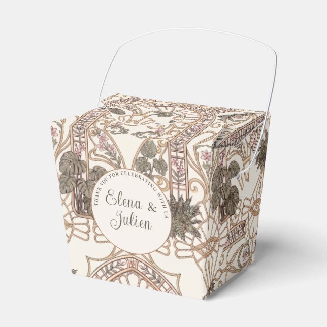 Botaniskt Art Nouveau-bröllop med glasmålning  Presentaskar (Framsidan Sidan)