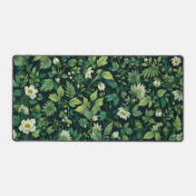 Botaniskt Art nouveau Desk Mat - Sage Grönt Blommi