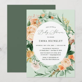 Botaniskt babyskor för boho Neutral saltning Inbjudningar