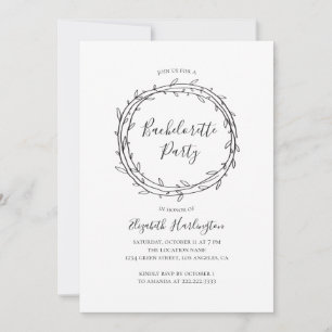 Botaniskt bachelorettparti. Svartvit Inbjudningar