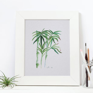 Botaniskt bamboo Greenery Watercolor Poster