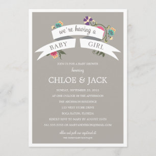 BOTANISKT BANNER BABY SHOWER INBJUDANDE INBJUDNINGAR