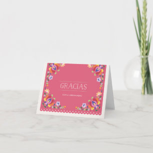 Botaniskt Banner Gracias Note Card - Magenta Tack Kort