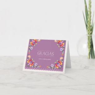 Botaniskt Banner Gracias Note Card - Orchid Tack Kort