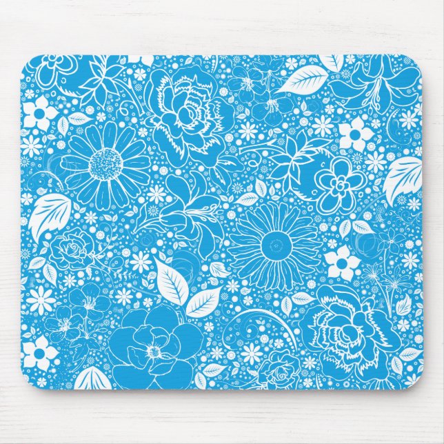 Botaniskt beauties Light Blue Mouse Pad Musmatta (Framsidan)