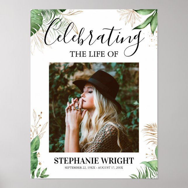 Botaniskt begravnings-välkomstskylt firande av liv poster (Framsidan)