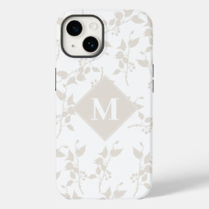 Botaniskt Beige Decorative Löv Monogrammed