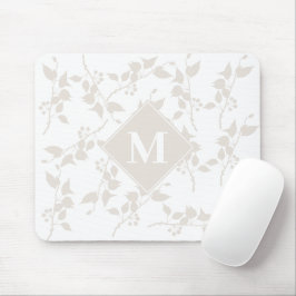 Botaniskt Beige Decorative Löv Monogrammed Musmatta