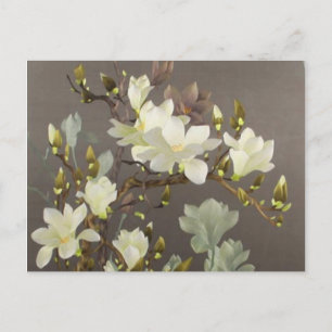 botaniskt beige elfenben Embroidery blommigt magno Vykort