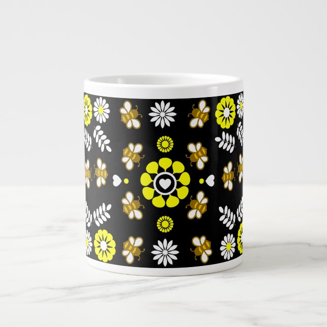 Botaniskt Bimösterblommönster Jumbo Mugg (Framsidan)