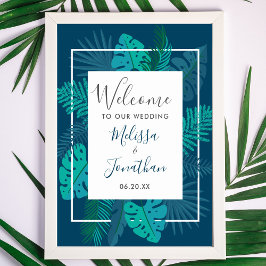 Botaniskt blå Beach Handflatan Välkommen till Bröl Poster