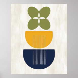 Botaniskt blå Gult i modern Abstrakt i mitten av å Poster