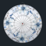 Botaniskt Blåa blommor Dartboard Darttavla<br><div class="desc">Snygg Botaniska Blåa blommor Dartboard</div>