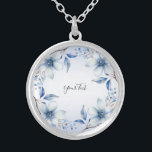 Botaniskt Blåa blommor Necklace Silverpläterat Halsband<br><div class="desc">Vacker botaniskt Blåa blommor Necklace</div>