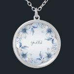 Botaniskt Blåa blommor Necklace Silverpläterat Halsband<br><div class="desc">Vacker botaniskt Blåa blommor Necklace</div>