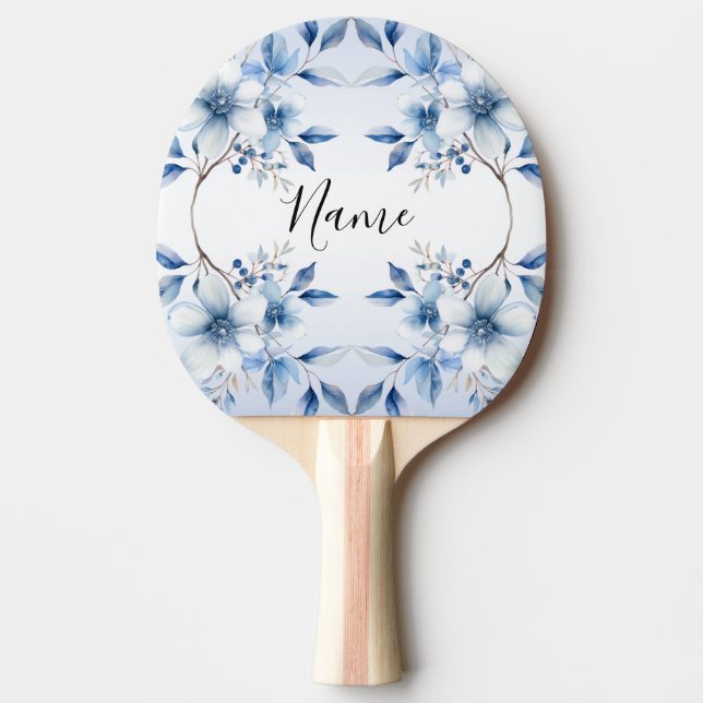 Botaniskt Blåa blommor Ping Pong Paddle Pingisracket (Framsidan)