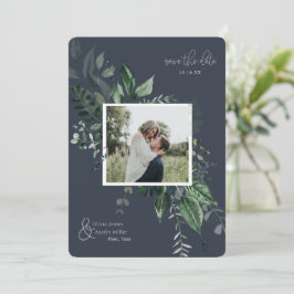 Botaniskt bladgrönt fotoram Spara datumet