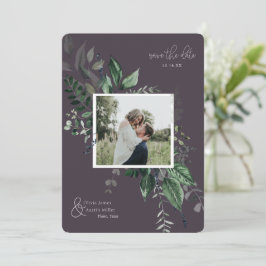Botaniskt bladgrönt fotoram Spara datumet