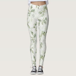 Botaniskt bladsmönster leggings